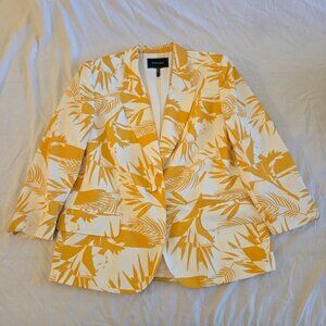 BCBGMAXAZRIA | Yellow & White Tropical Print Blazer | Size S